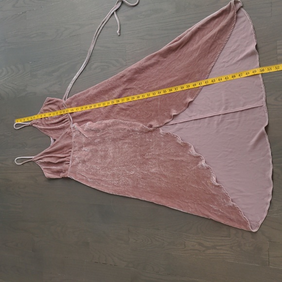 REFORMATION | Anoush Wrap Dress Silk Blend Velvet, Blush, Women's Size XS - Picture 14 of 15